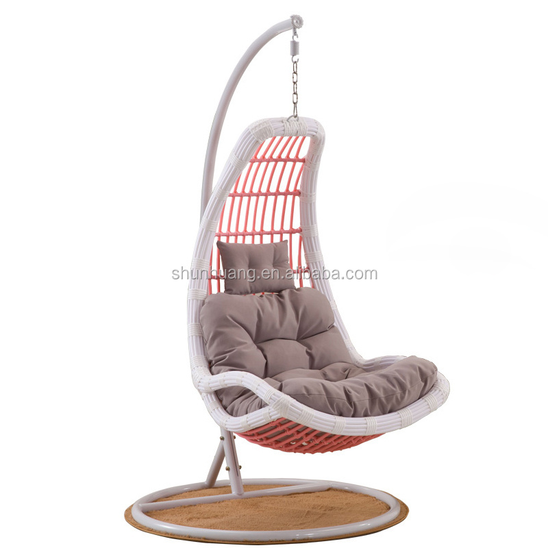 Good price livingroom rattan swing chair metal frame cane swing hanging chair