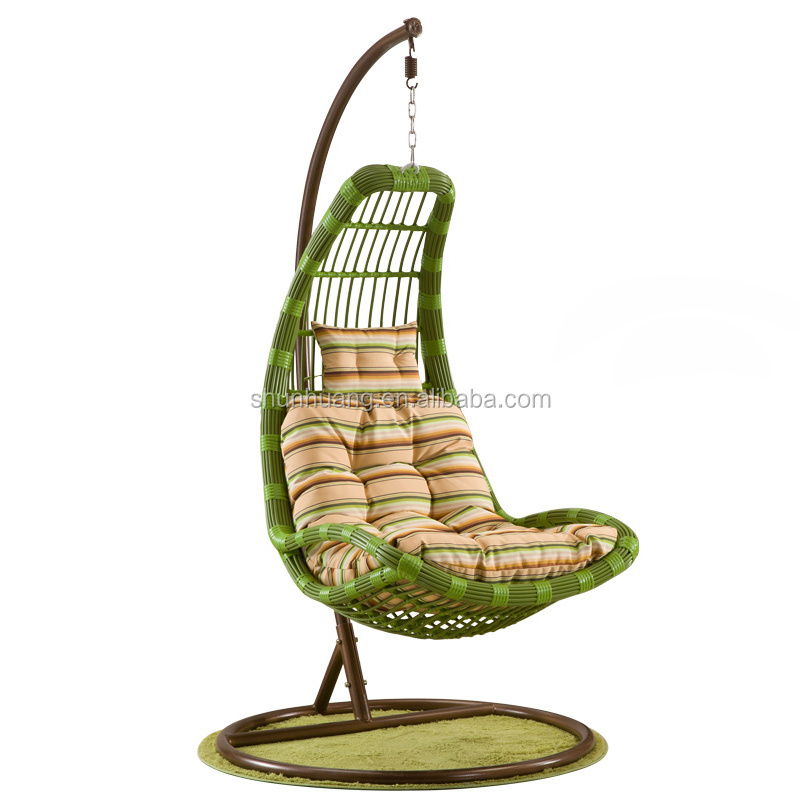 Good price livingroom rattan swing chair metal frame cane swing hanging chair