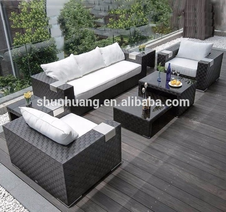 black color 7pcs outdoor rattan furniture sofa patio wicker sofa sets