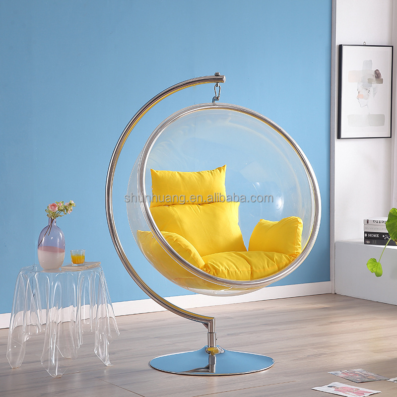 Popular outdoor furniture stainless steel frame hang ball chair  patio garden acrylic hanging bubble chair