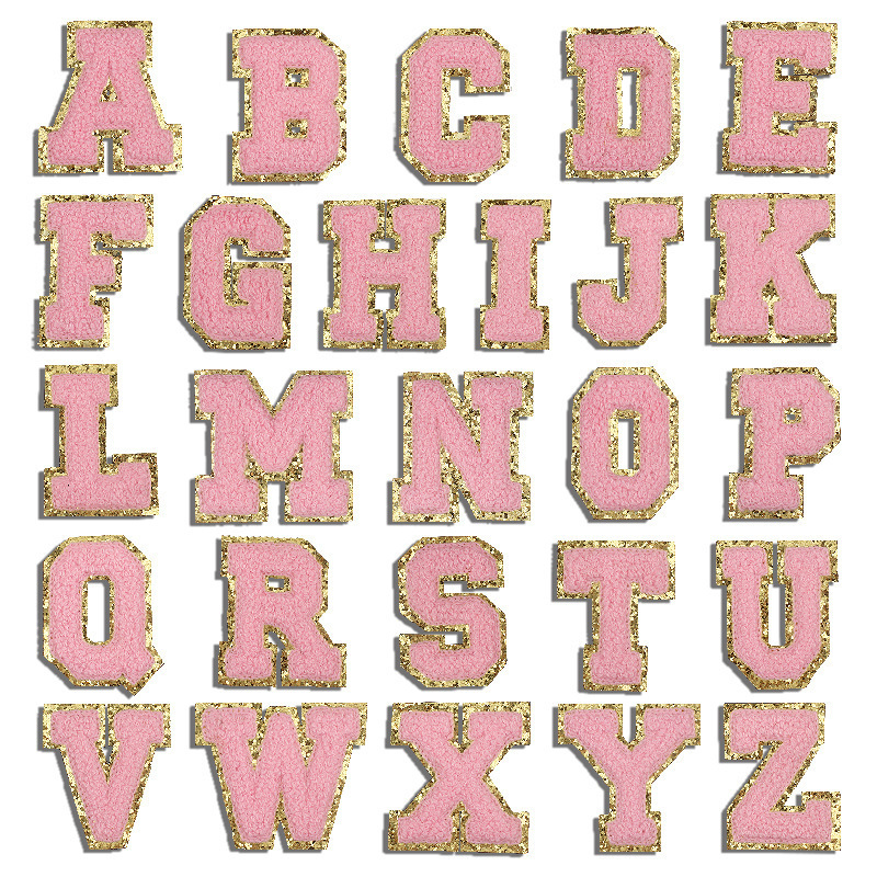 Stock Muliti Color Chenille Letters Wholesale Custom Letter Chenille Patches Iron On