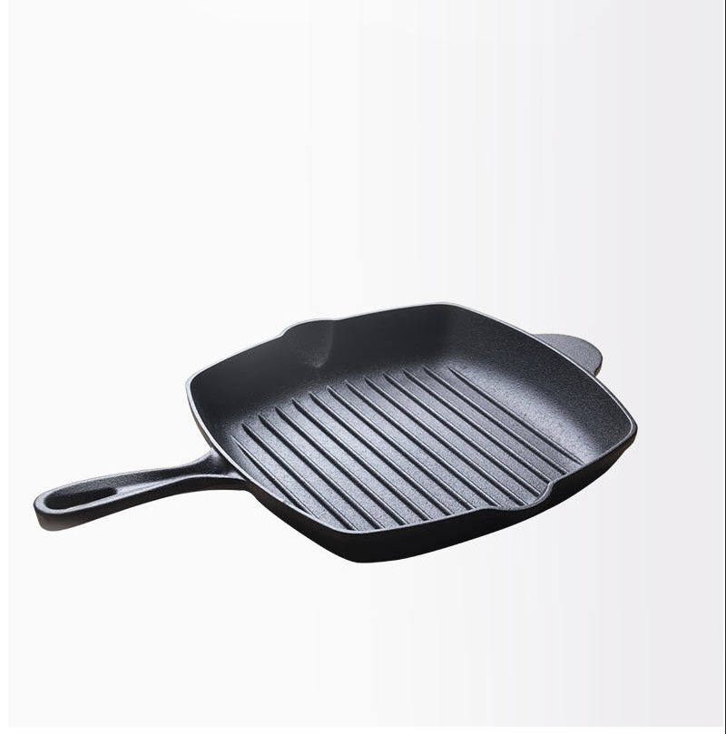 Cast Iron Grill Pan Steak Fry Pan Square