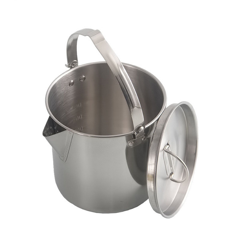 Camping Pot with Hanging Handle Cookware 1200ml Stainless Steel Kettle