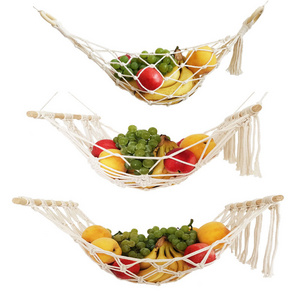 Under Cabinet Hanging Fruit Hammock Cotton Basket Organizer Decor for Kitchen