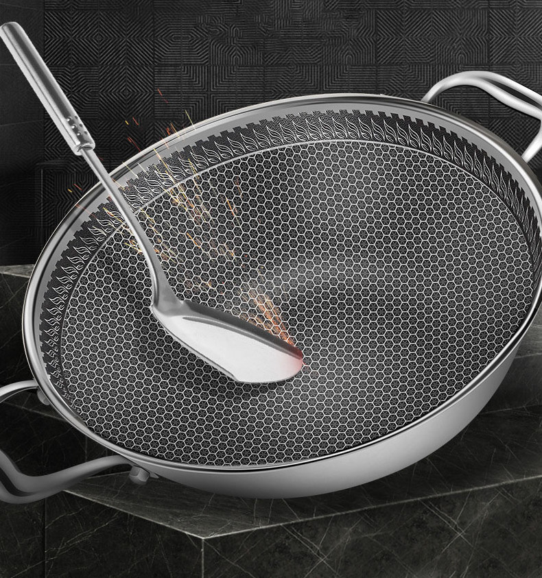 Multi Size Wok Pans Non-stick Cookware Stainless Steel Wok with Steamer