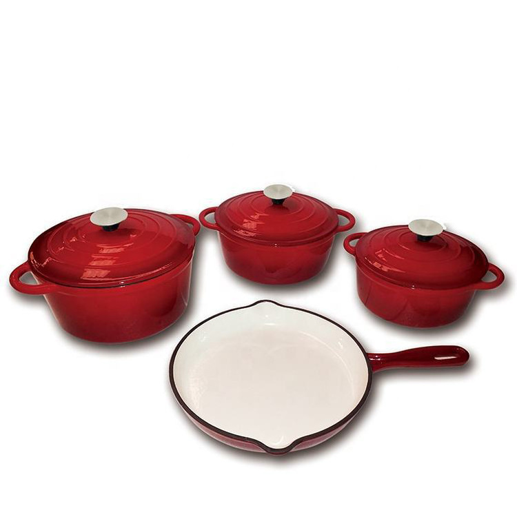 Enamel Cast Iron Kitchenware Set Pots and Pans Cast Iron Cookware Sets