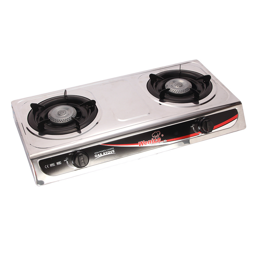 Stainless Steel Portable Gas Stove Kitchen Indoor Table Gas Cooker 2 Burner Gas Stove