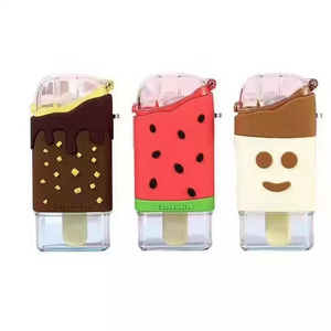 Children Ice Cream Water Bottle With Strap Portable Bpa Free Plastic Bottles Carton Popsicle Straw Cup