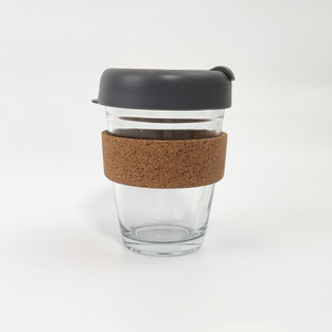 Glass Coffee Mug with Grip Portable Water Milk Cup