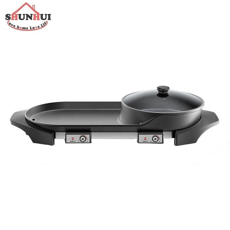 Indoor Smokeless Electric BBQ Grill Hot Pot Multi Function Nonstick HotPot And Grill Electric