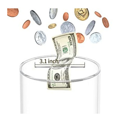 Clear Acrylic Piggy Bank Money Saving Jar for Coin Cash Bills Ballot Collection Box