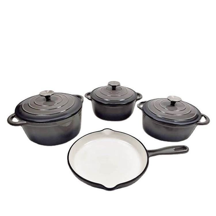 Enamel Cast Iron Kitchenware Set Pots and Pans Cast Iron Cookware Sets