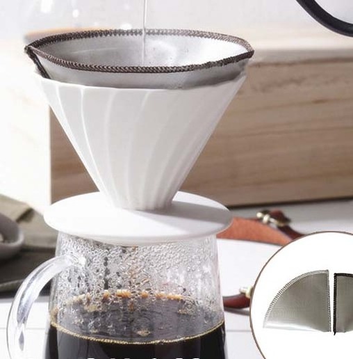 V60 Mesh Coffee Filters Stainless Steel Reusable Pour Over Paper Cone Coffee Filter Paper