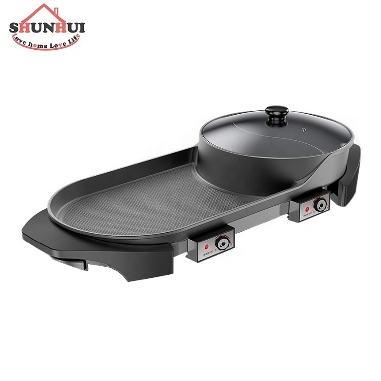 Indoor Smokeless Electric BBQ Grill Hot Pot Multi Function Nonstick HotPot And Grill Electric