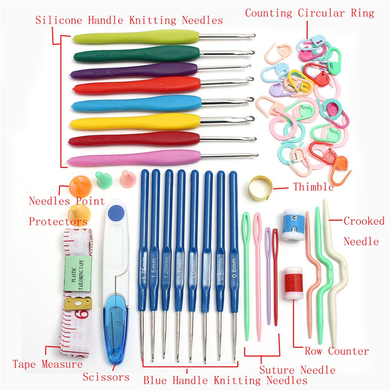 57 in 1 Full Set DIY 16 Crochet Knitting Needles Weaving Sewing Tools Crochet Hooks Set