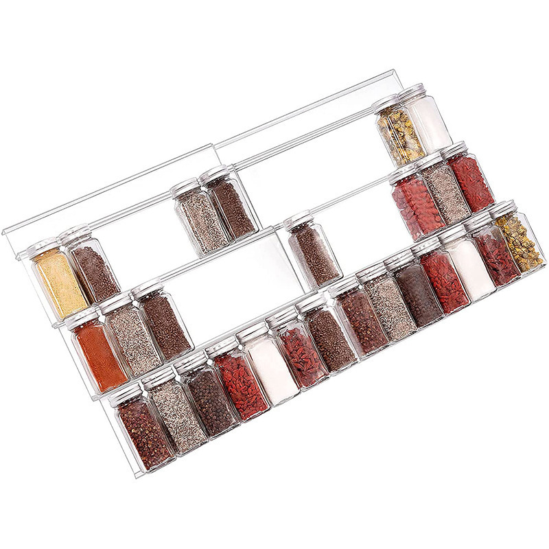 Acrylic 4-tier Spice Organizer Adjustable Superposition Drawer Spice Rack Transparent Seasoning Jar Storage Rack