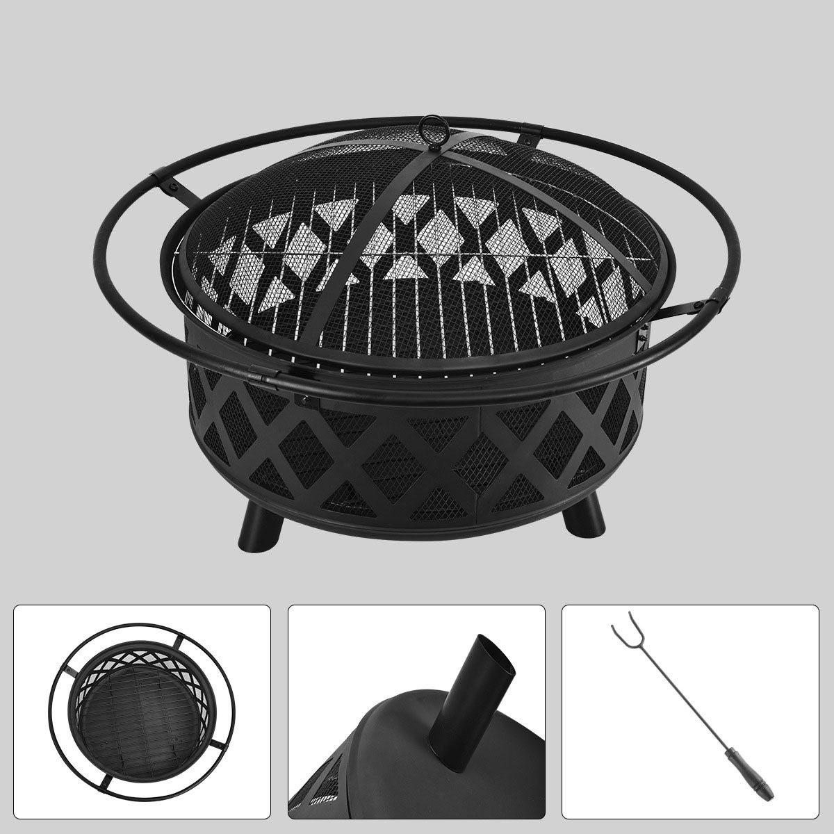 Camping Heater Outdoor Fire Pit Wood Burning Patio & Backyard Firepit BBQ Grill Barbecue Grills