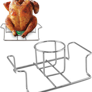 Beer Can Chicken Holder for Grill and Smoker Stainless Steel Chicken Stand with Handle