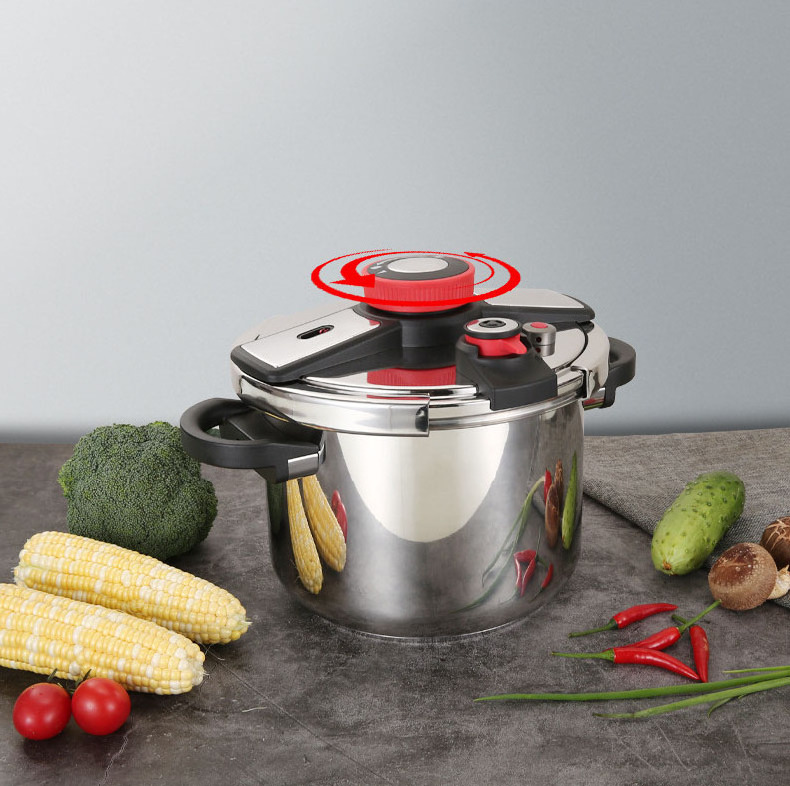 Stainless Steel High Pressure Cooker With Foldable Handle German Pressure Cooker 6.5/9L Multi Function Pressure Cooker