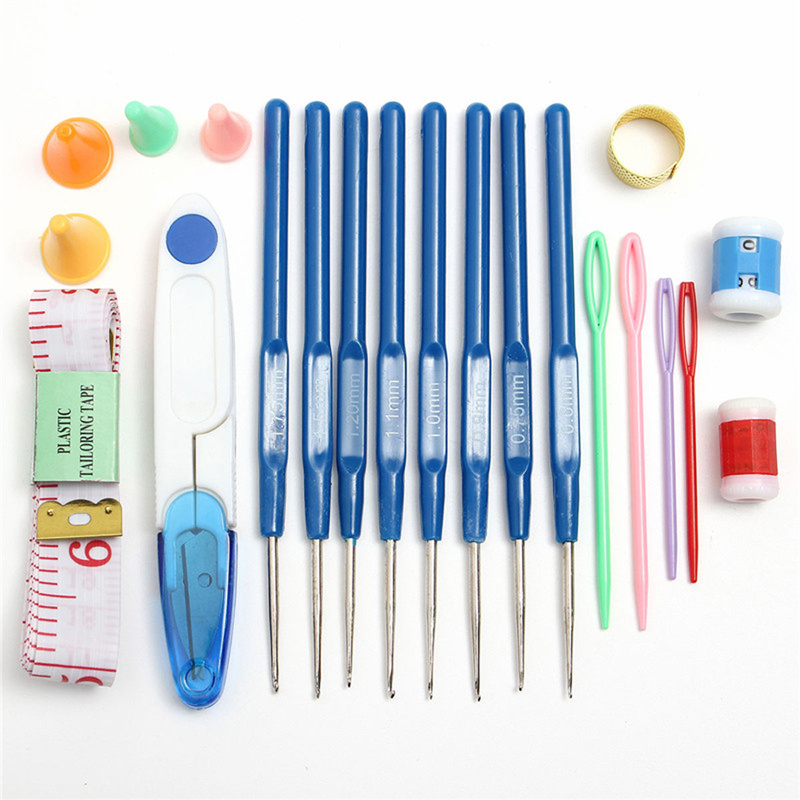 57 in 1 Full Set DIY 16 Crochet Knitting Needles Weaving Sewing Tools Crochet Hooks Set