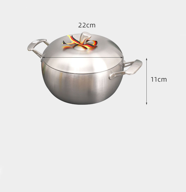 22cm Stainless Steel Steaming Pot Kitchen Cookware Stew Pot with Steamer Apple Shape Soup Pot