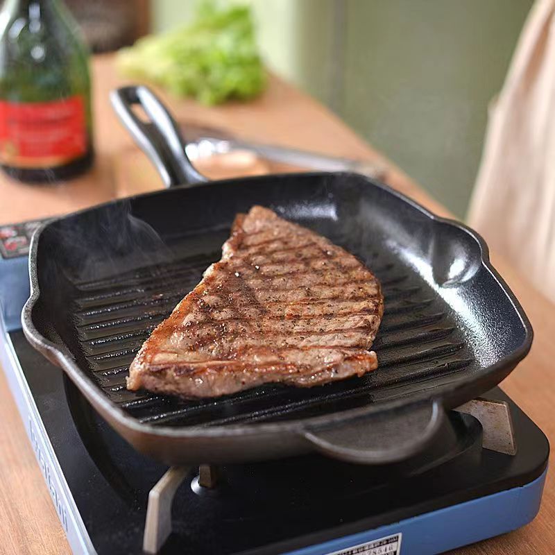 Cast Iron Grill Pan Steak Fry Pan Square