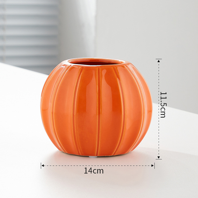 Small Pumpkin Shape Ceramic Vase Desktop Decor