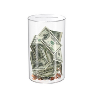 Clear Acrylic Piggy Bank Money Saving Jar for Coin Cash Bills Ballot Collection Box