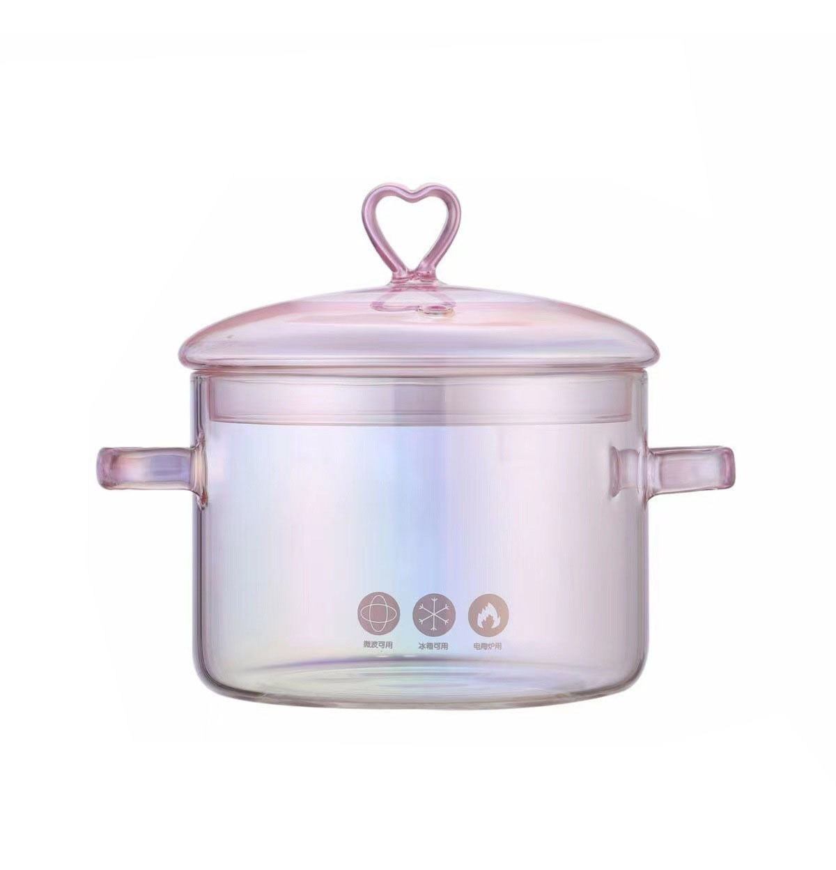 1500ml Boil Pot High Borosilicate Glass Household Pink Heated Glass Soup Pot