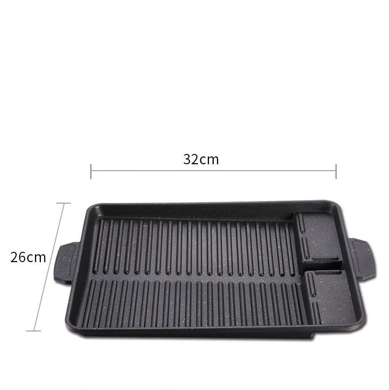 Multi BBQ Plate Korean Non-Stick Stovetop Pan Smokeless Roasting Pan for Indoor Outdoor Camping Barbecue Grill Pan