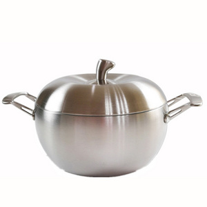 22cm Stainless Steel Steaming Pot Kitchen Cookware Stew Pot with Steamer Apple Shape Soup Pot