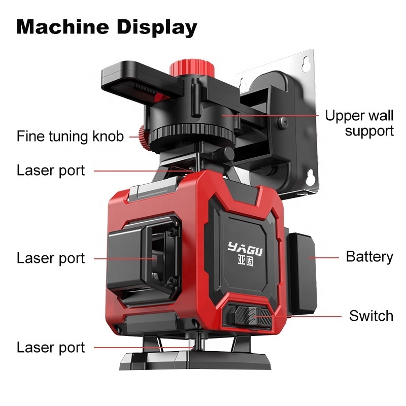 High precision indoor outdoor mode laser level rotates 360-degree 3D 4D green beam