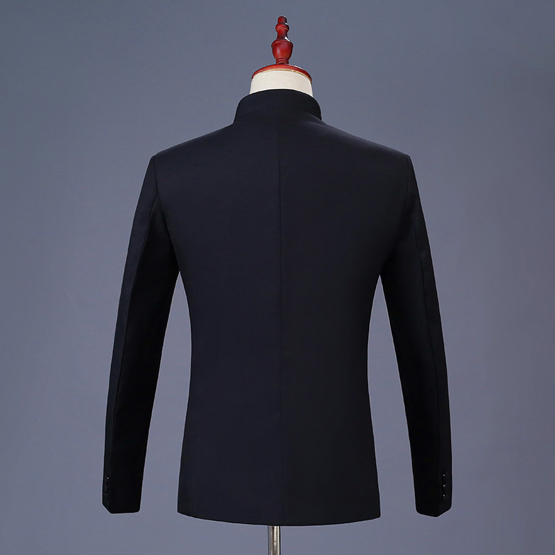 Custom Chinese Style Stand-up Collar Men's wear Middle-Aged And Dlderly Slim Dress Suit