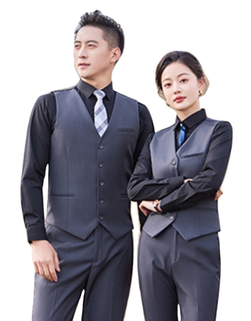 Occupational suit vest men and women outside the hotel bank work clothes single vest black work suit undershirt waistcoat