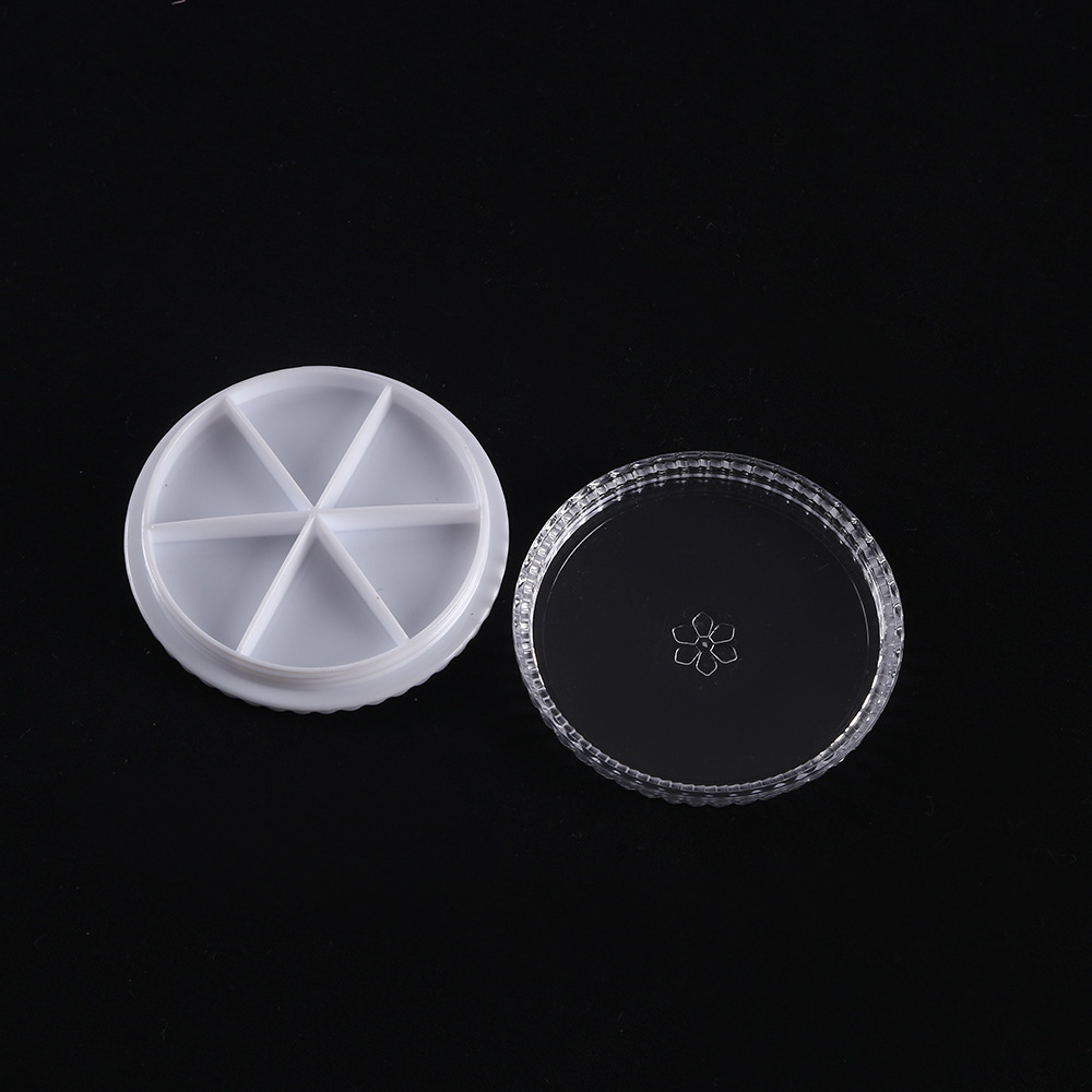 Turntable box nail and earring medicine packaging and storage box 6-grid petal disc plastic box