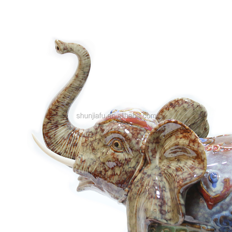 Home Decor Wholesale Elephant Statues Shape Stoneware Ceramic Animal Figurine