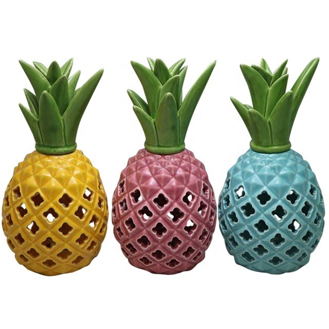 Fruit style LED night light desktop Home Decoration Hollowing out Ceramic pineapple LED lamp