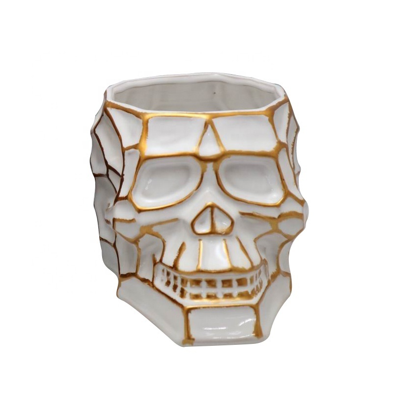 can be customized Various colors and styles  Halloween Ceramic cranium skulls Pot For Flowers