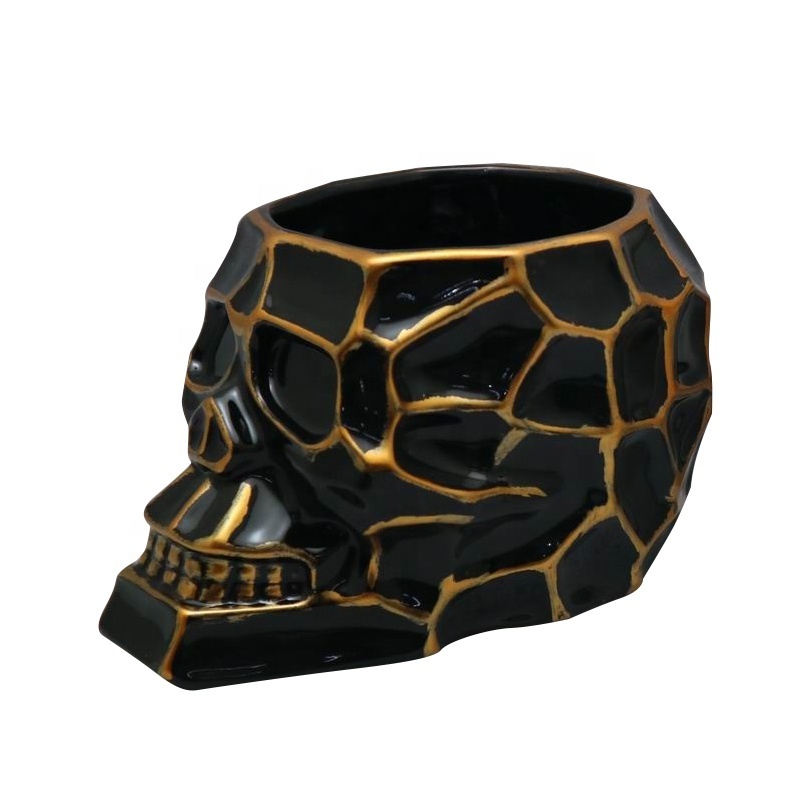 can be customized Various colors and styles  Halloween Ceramic cranium skulls Pot For Flowers