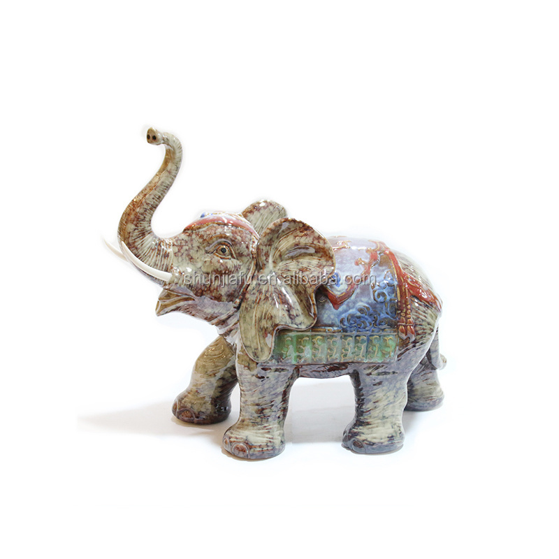 Home Decor Wholesale Elephant Statues Shape Stoneware Ceramic Animal Figurine