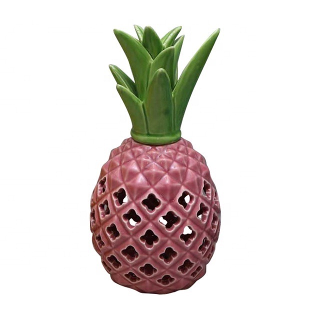 Fruit style LED night light desktop Home Decoration Hollowing out Ceramic pineapple LED lamp