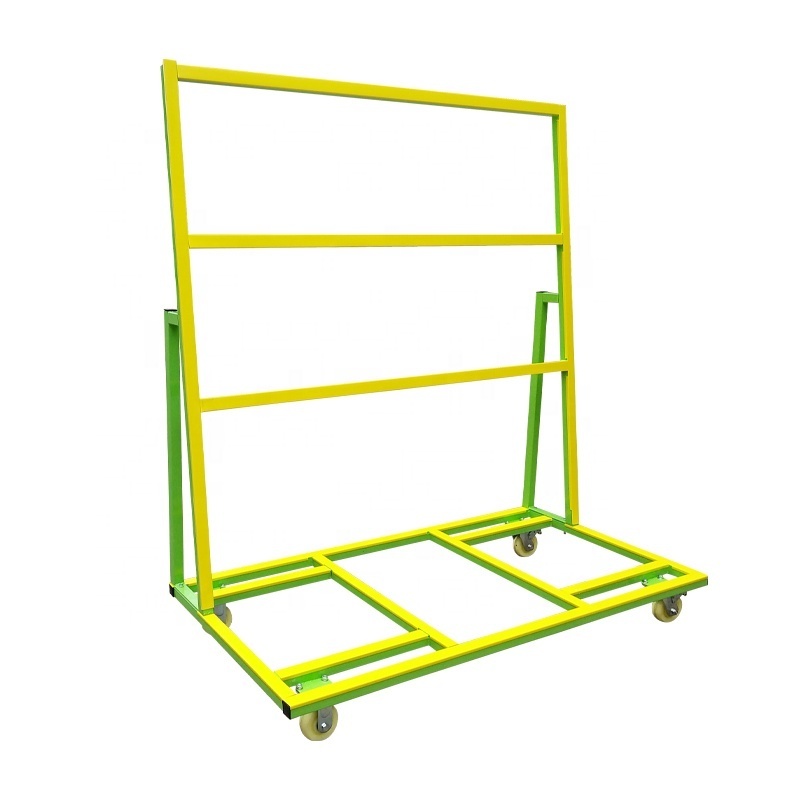 New trend glass storage rack carrier frame sheet storage rack with wheels for placing plates