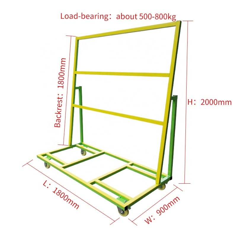 New trend glass storage rack carrier frame sheet storage rack with wheels for placing plates