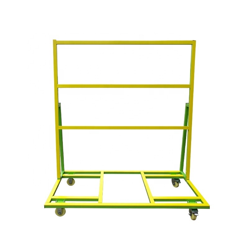 New trend glass storage rack carrier frame sheet storage rack with wheels for placing plates