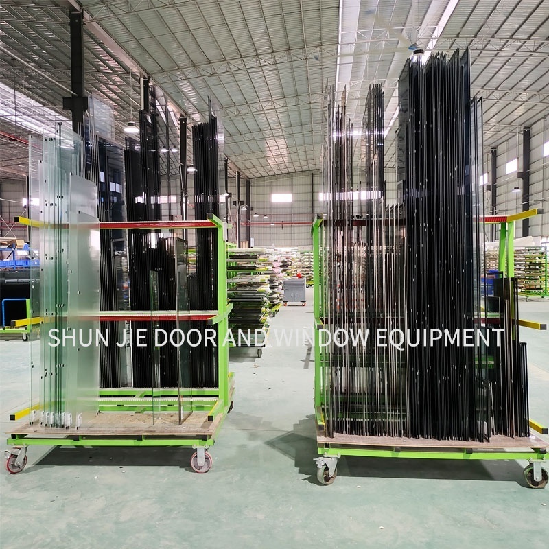 Factory glass sheet storage steel rack clamp glass mental storage trolley industrial rack