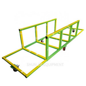 Four Wheels Steel Hand Truck Cart Platform Trolley for Warehouse Green Stainless Industrial Color