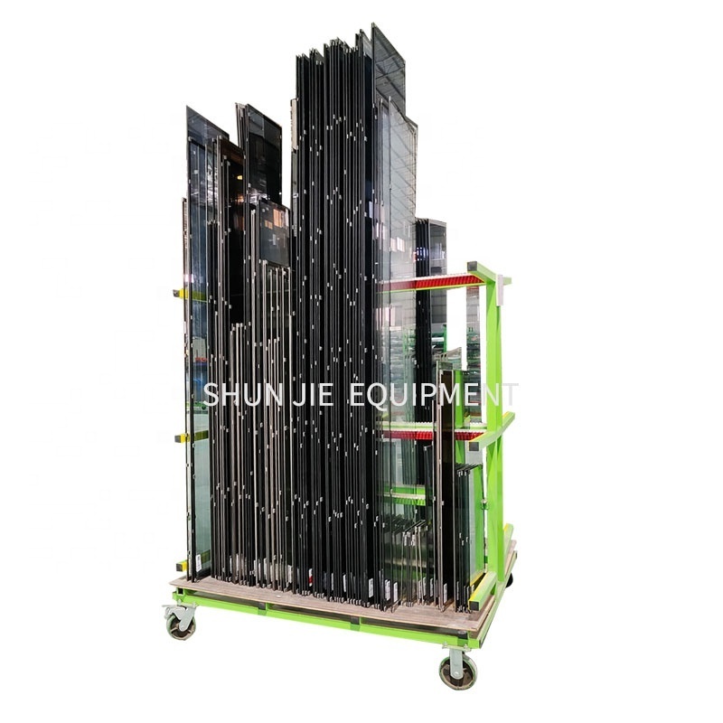 Factory glass sheet storage steel rack clamp glass mental storage trolley industrial rack