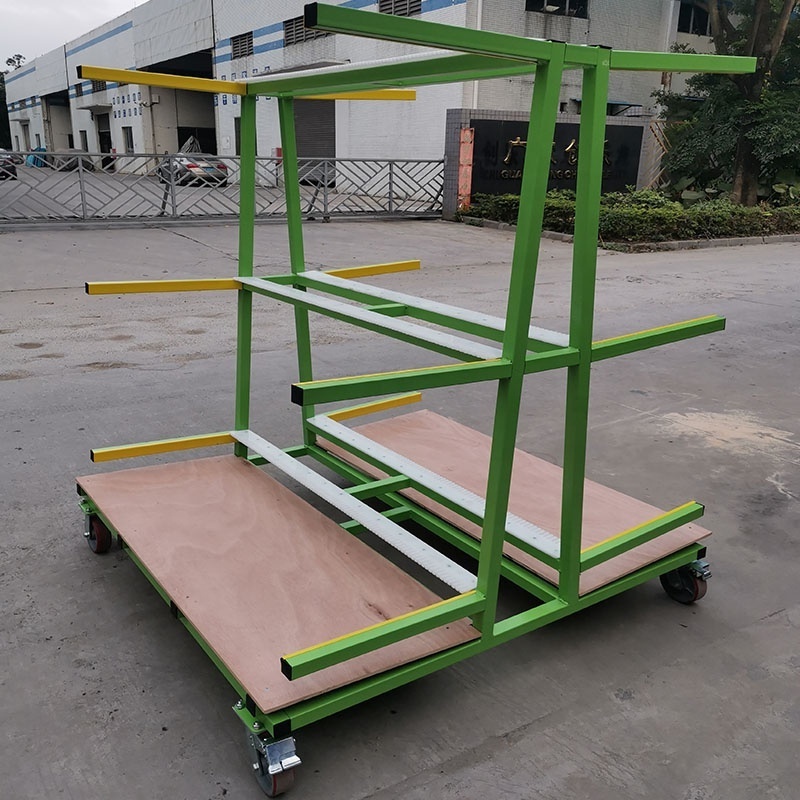 Factory glass sheet storage steel rack clamp glass mental storage trolley industrial rack