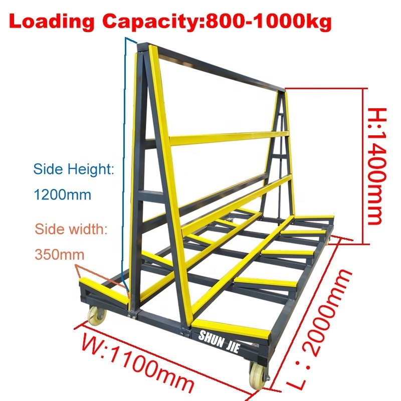 78 inches A Frame Glass  transport Cart rack  for Glass Board Load 2200lbs Material Trolley for Factory