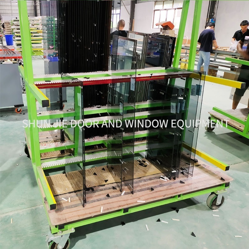 Factory glass sheet storage steel rack clamp glass mental storage trolley industrial rack